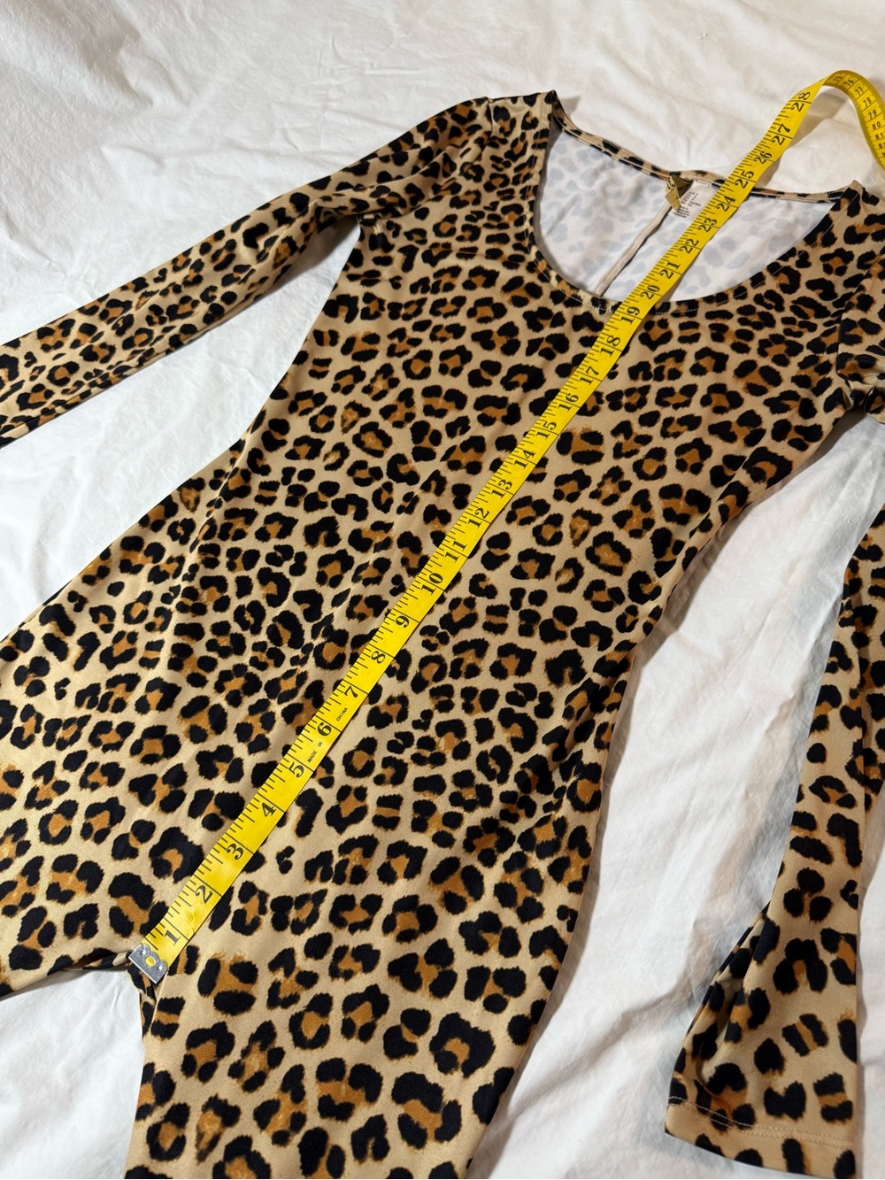 Divided Leopard-Print Long Sleeve Jumpsuit in Black and Tan - Picture 7 of 8